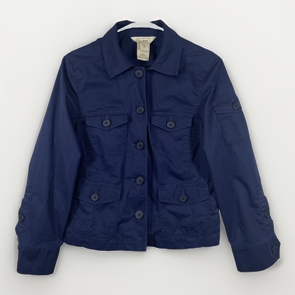 L.L. Bean Women's M Petite Cargo Utility Blazer Jacket Button Pockets